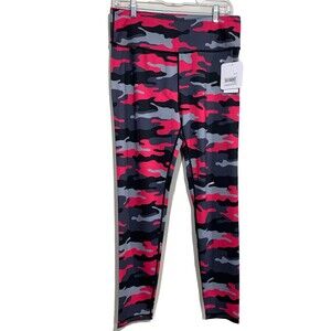 Yelete Active Camo Print Leggings XL Pink Gray Black Stretch High Waist NWT
